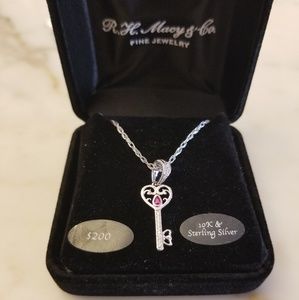 10k & Sterling Silver Key Heart Necklace